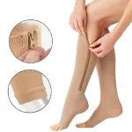 Cipzáras bézs kompressziós zokni - L/XL